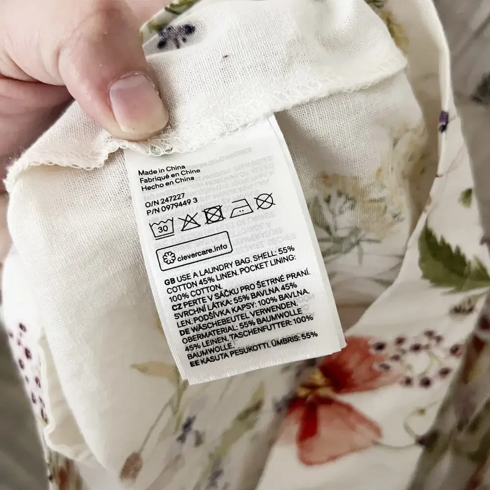 [H&M] Cream Linen Blend Cottagecore Wildflower Floral Print Strappy Romper Sz XL